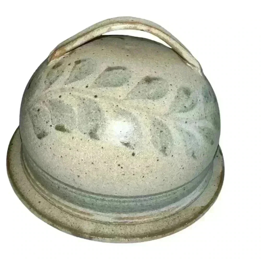 Handmade Ceramic Butter Dish with Lid - Sage Green